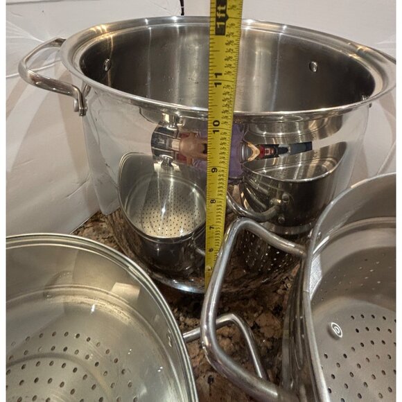 8-Qt Stainless Steel Steamer & Stock Pot Set With Glass Lid Belgique Classique - Picture 4 of 6